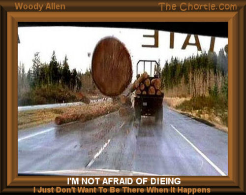 I'm not afraid of dieing.&nbsp;I just don't want to be there when it happens - Woody Allen